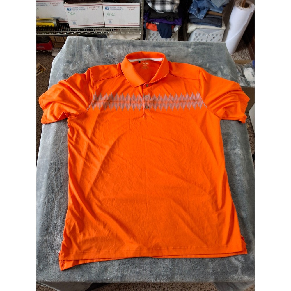 Adidas Golf Mens 2XL Orange Pulse Graphic Performance Short‎ Sleeve Polo Shirt